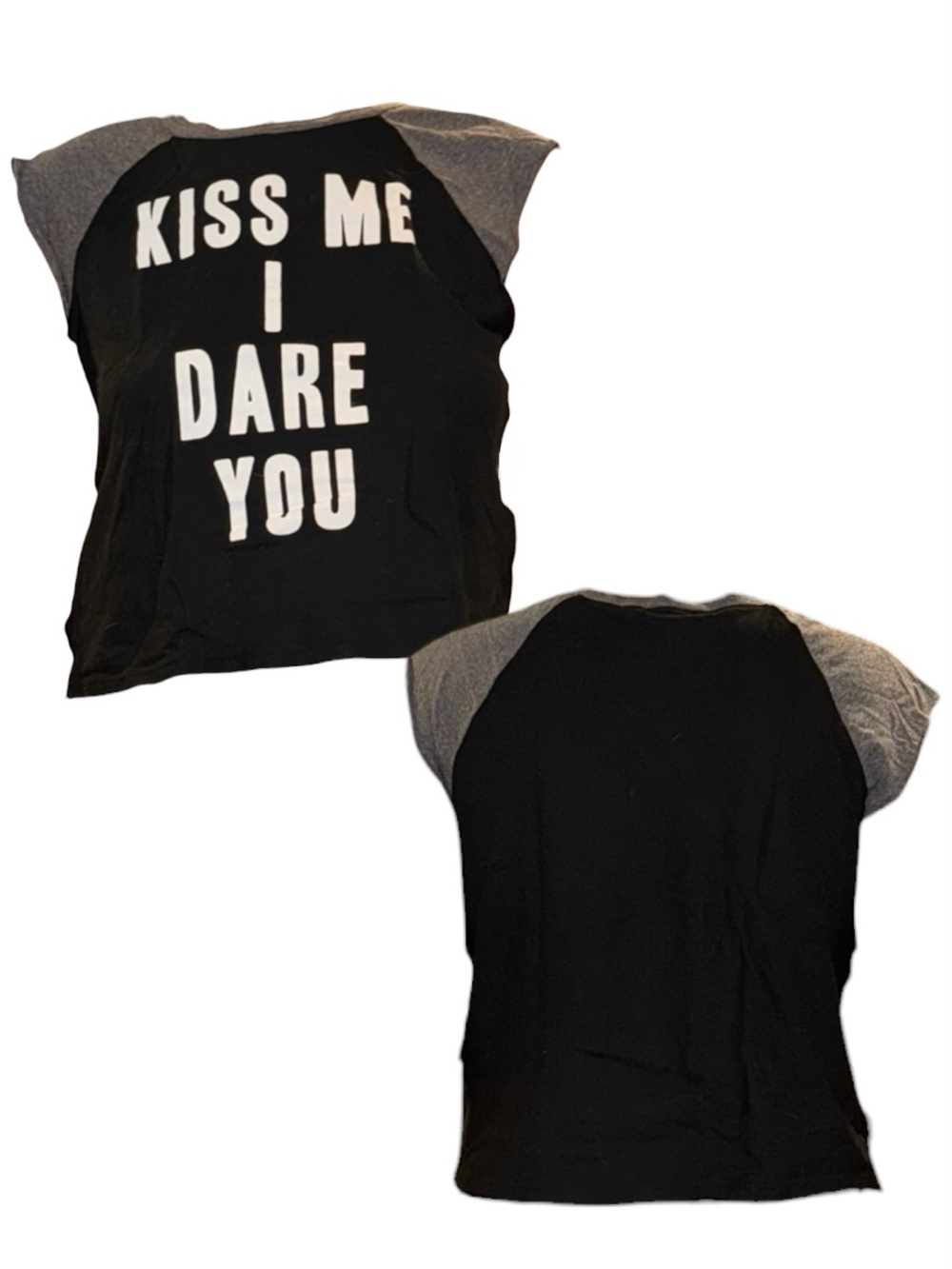 Kiss Me I Dare You Raglan Cropped Tank